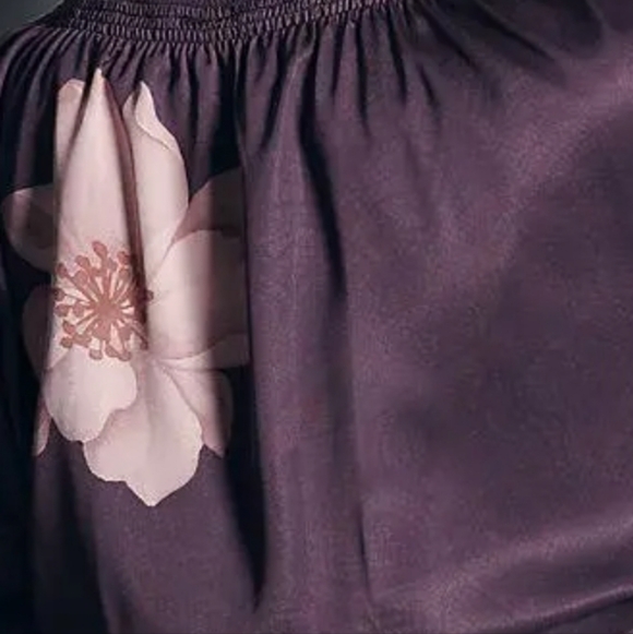 Anthropologie Purple Floral CropBomber Jacket w/wideleg Track Pant match L/XL - Picture 8 of 8